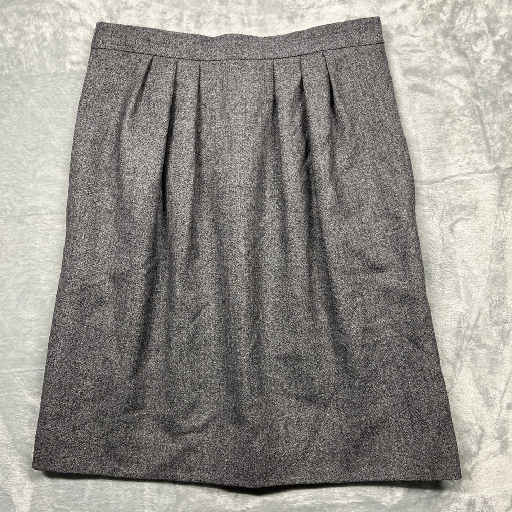 Evan Picone Skirt Womens 8 Gray Wool Tweed‎ Pleated Front Pockets Office Wear